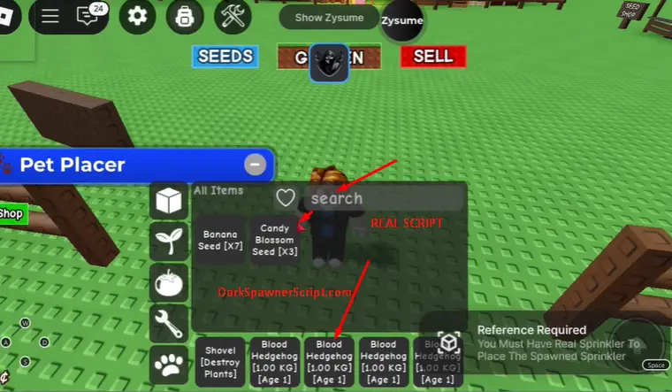 Real Spawner script for pets and seeds on grow a garden roblox